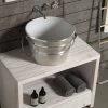 Lavabo Sospeso/Appoggio Bacile Cm.Ø46,5 H30 Con Anelli In Ceramica Lucido Argento