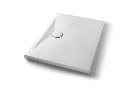 Piatto Doccia Appia Rettangolare 100x70 In Ceramica Effetto Pietra Bianco Gesso Opaco