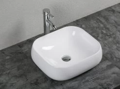 Lavabo Da Appoggio Adige 45x40 H12,5 In Ceramica Bianco Lucido