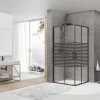 Box Doccia Angolare Arek 70x70 H190 Porte Scorrevoli Cristallo 6 Mm Trasparente Serigrafato Nero Opaco -Arredamento Per La Casa arek porta porta quadrato nero opaco 1
