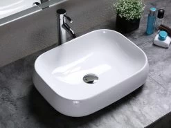 Lavabo Da Appoggio Arno 56x42 H14,5 In Ceramica Bianco Lucido