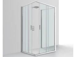 Box Doccia Nice 70x90x70 H195 2 Porte Scorrevoli E Lato Fisso Cristallo 6 Mm Trasparente Cromo