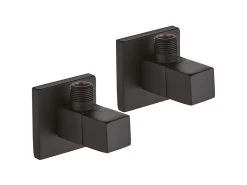 Coppia Rubinetti Sottolavabo Quadrati Nero Opaco