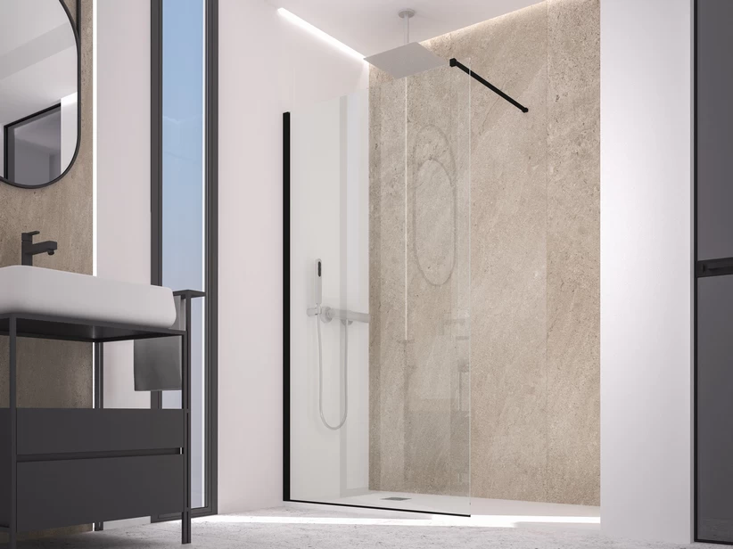 Doccia Walk In Zen 96 Cm H200 Cristallo 6 Mm Trasparente Nero Opaco 3 Doccia Walk In Zen 96 Cm H200 Cristallo 6 Mm Trasparente Nero Opaco