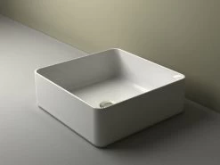 Lavabo Da Appoggio Piuma Quadrato 40X40 H12 In Ceramica Lucido Bianco