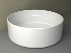 Lavabo Da Appoggio Piuma Tondo Ø40 H12 In Ceramica Lucido Bianco
