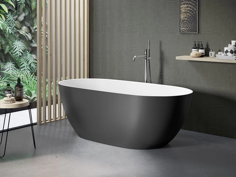 Vasca Freestanding Leo 160x74 Cm Esterno Antracite Berlino/Interno Bianco Opaco 3 Vasca Freestanding Leo 160x74 Cm Esterno Antracite Berlino/Interno Bianco Opaco