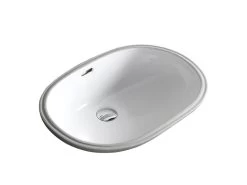 Lavabo Da Incasso Sottopiano Oglio 54,5X40 In Ceramica Bianco Lucido