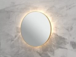 Specchio Bagno Led Queen Ø60 Con Cornice Verniciato Oro Opaco