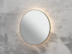 Specchio Bagno Led Queen Ø80 Con Cornice Verniciato Nero Opaco