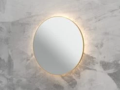 Specchio Bagno Led Queen Ø80 Con Cornice Verniciato Oro Opaco