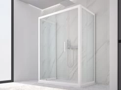 Box Doccia Zen 70x120x70 H190,4 Porta Scorrevole E Lato Fisso Cristallo 6 Mm Trasparente Bianco Opaco